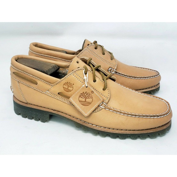 NEW Mens TIMBERLAND \'Bare Naked\' Light Brown Horween Leather Boat Shoes 11.5 06